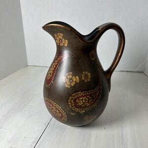 Kirkland‎ Decorative Vase Pitcher Brown Red Paisley 1415